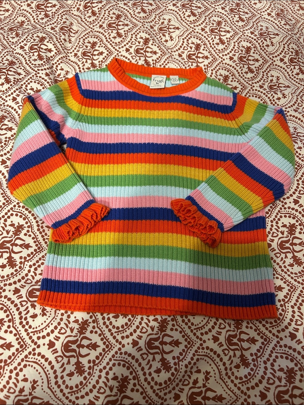 Frugi Organic Cotton Rainbow Stripe Ribbed Sweater - Multicolor